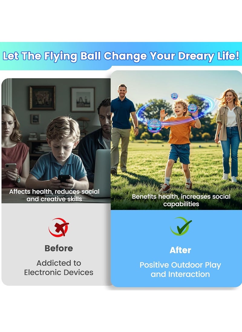 بيوينتي Flying Orb Ball Toy, Hand Controlled Hover Ball with LED Lights, 360° Rotating Boomerang Globe, Cool Mini Drone Spinner for Kids, Ideal Birthday  Festival Gift for Boys and Girls  - Image 5