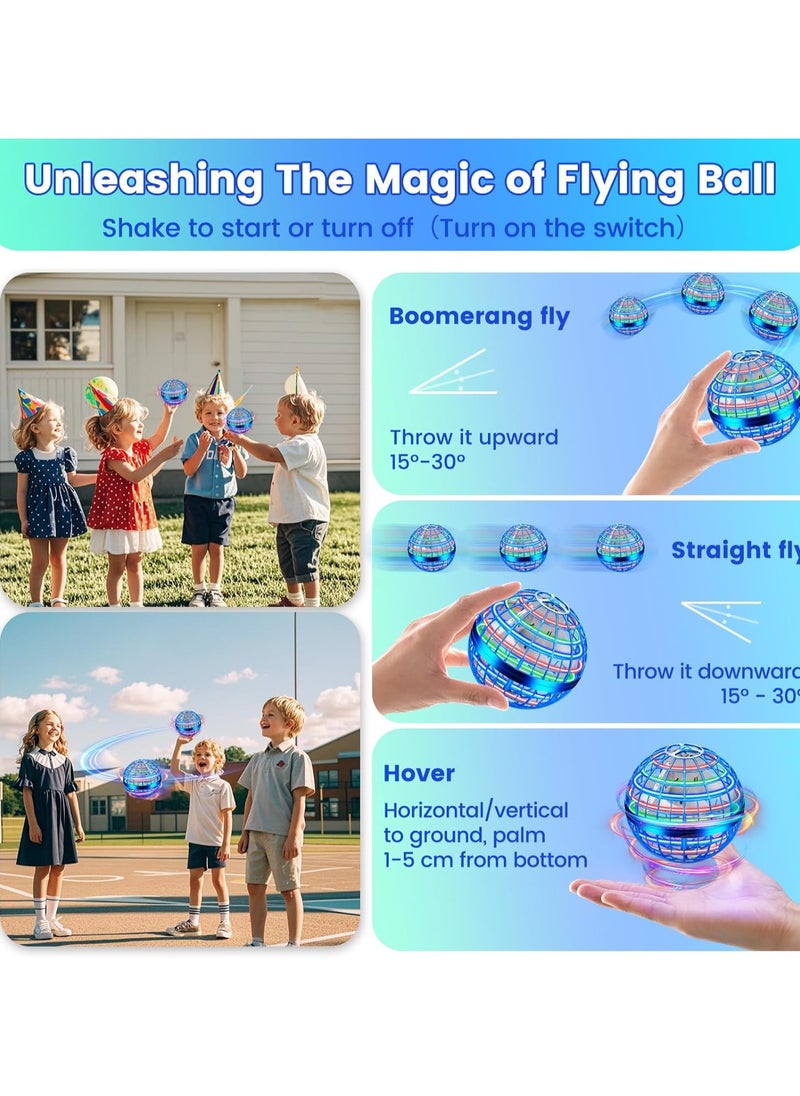 بيوينتي Flying Orb Ball Toy, Hand Controlled Hover Ball with LED Lights, 360° Rotating Boomerang Globe, Cool Mini Drone Spinner for Kids, Ideal Birthday  Festival Gift for Boys and Girls  - Image 3