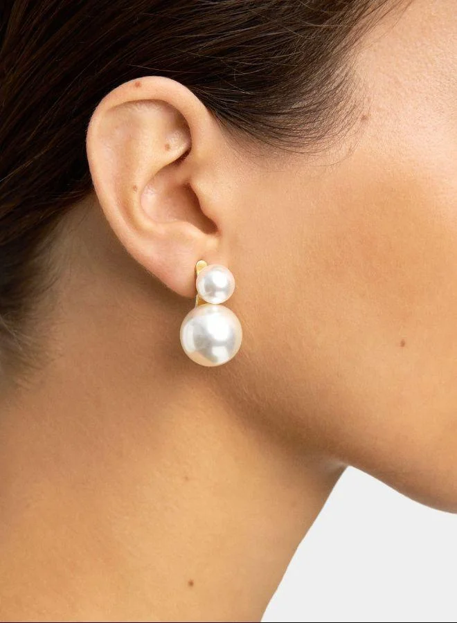 بارفوا أقراط قصيرة مع لؤلؤ أبيض