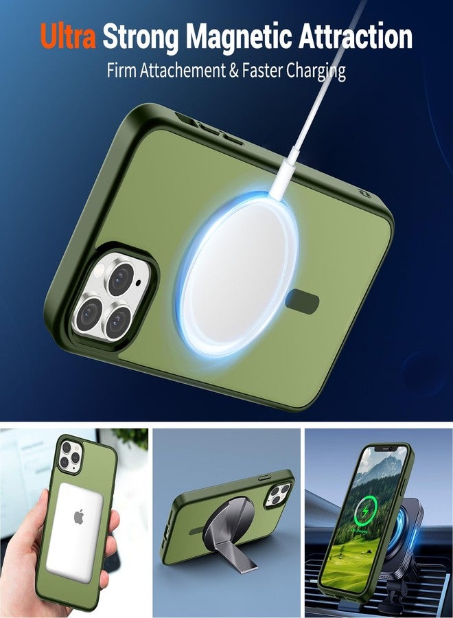 SUPFINE Magnetic for iPhone 11 Pro Max Case (Compatible with MagSafe) (Military Grade Drop Protection) Slim Translucent Matte Shockproof with Anti-Fingerprint Phone Case,Cangling Green - Image 5
