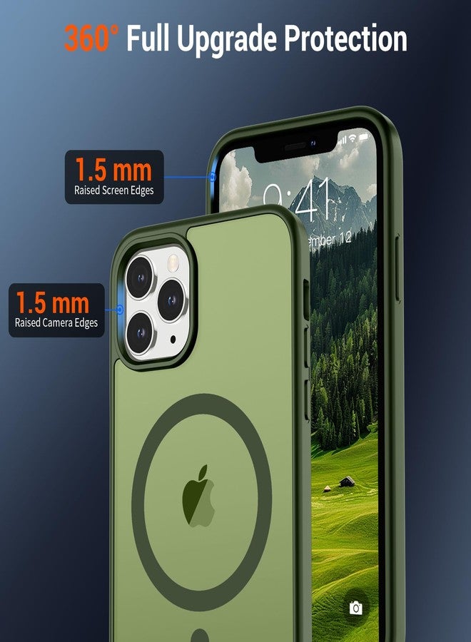SUPFINE Magnetic for iPhone 11 Pro Max Case (Compatible with MagSafe) (Military Grade Drop Protection) Slim Translucent Matte Shockproof with Anti-Fingerprint Phone Case,Cangling Green - Image 4