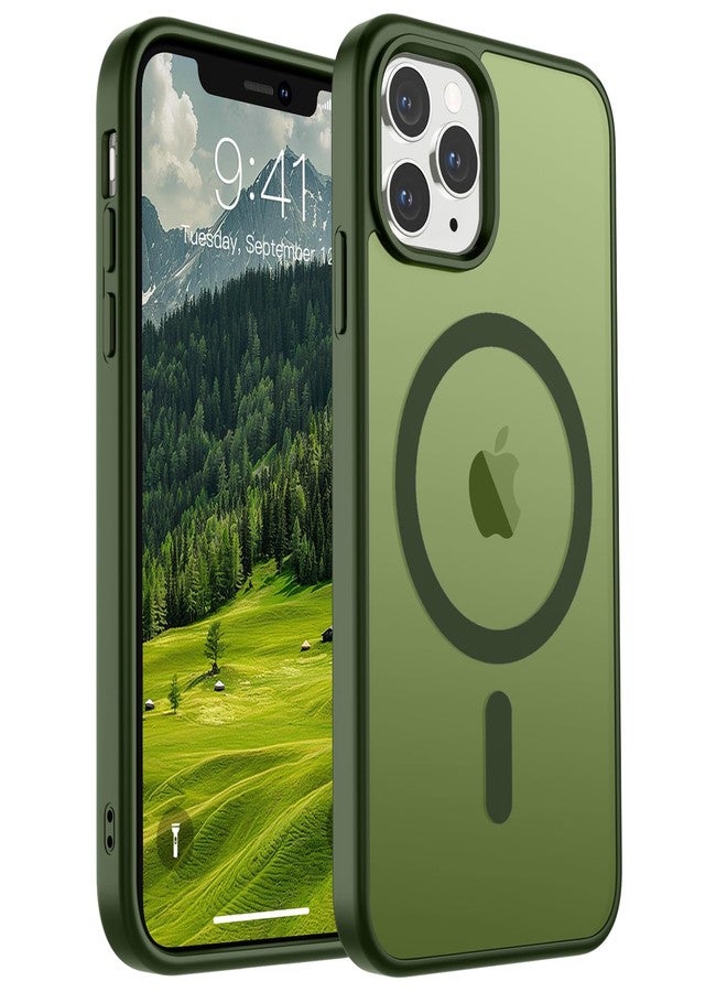 SUPFINE Magnetic for iPhone 11 Pro Max Case (Compatible with MagSafe) (Military Grade Drop Protection) Slim Translucent Matte Shockproof with Anti-Fingerprint Phone Case,Cangling Green - Image 1