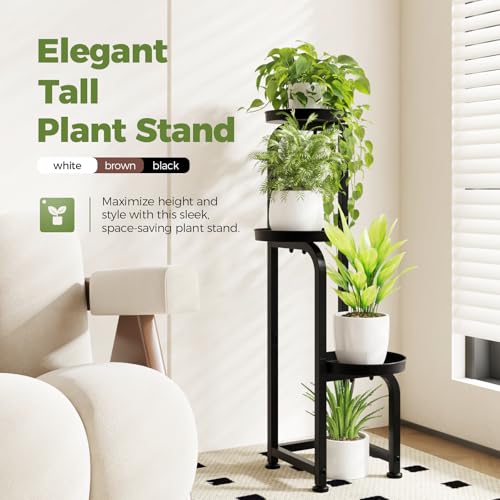 Bamworld Tall Plant Stand Indoor Outdoor Corner Metal Flower Pot Stands for Multiple Plants 3 Tier Heavy Duty Plant Shelf for Patio Garden Balcony Living Room Bedroom - Image 3