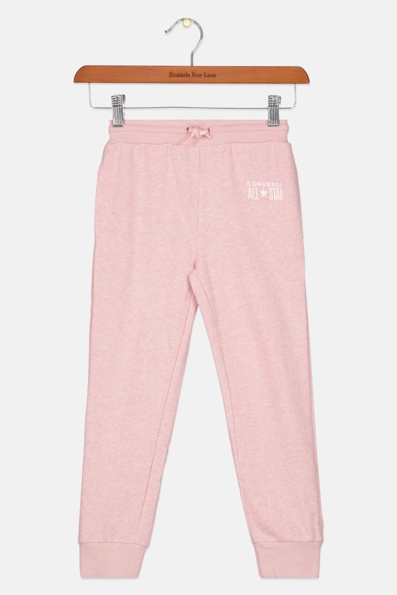 CONVERSE Kids Girl Drawstring Brand Logo Jogger Pant, Heather Pink - Image 1