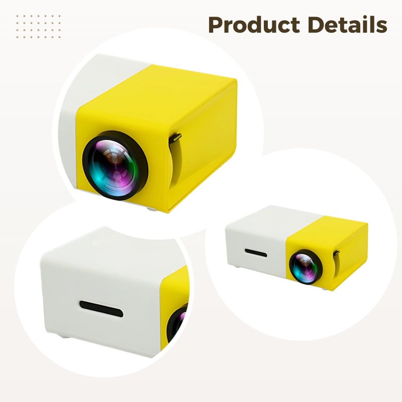 Portable Mini Projector 1080P Supported Home Theater 24 to 80 Inch Display Remote Control Included 30000 Hours Lamp Life 5 x 3.4 x 1.9 Inch White - Image 3