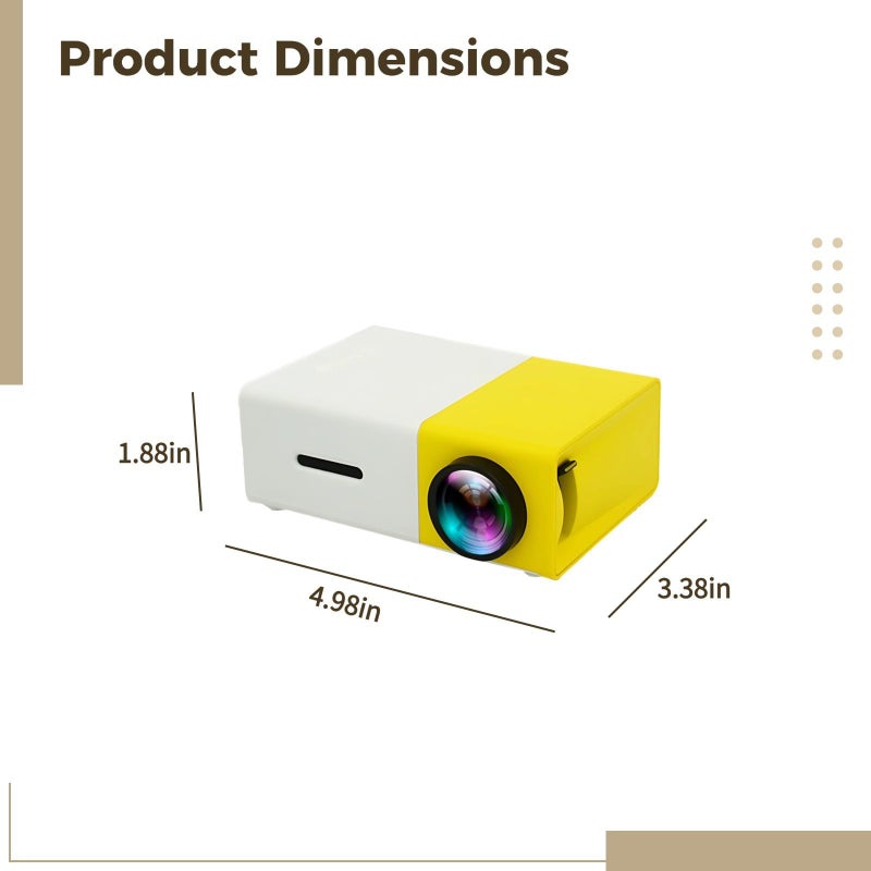 Portable Mini Projector 1080P Supported Home Theater 24 to 80 Inch Display Remote Control Included 30000 Hours Lamp Life 5 x 3.4 x 1.9 Inch White - Image 5