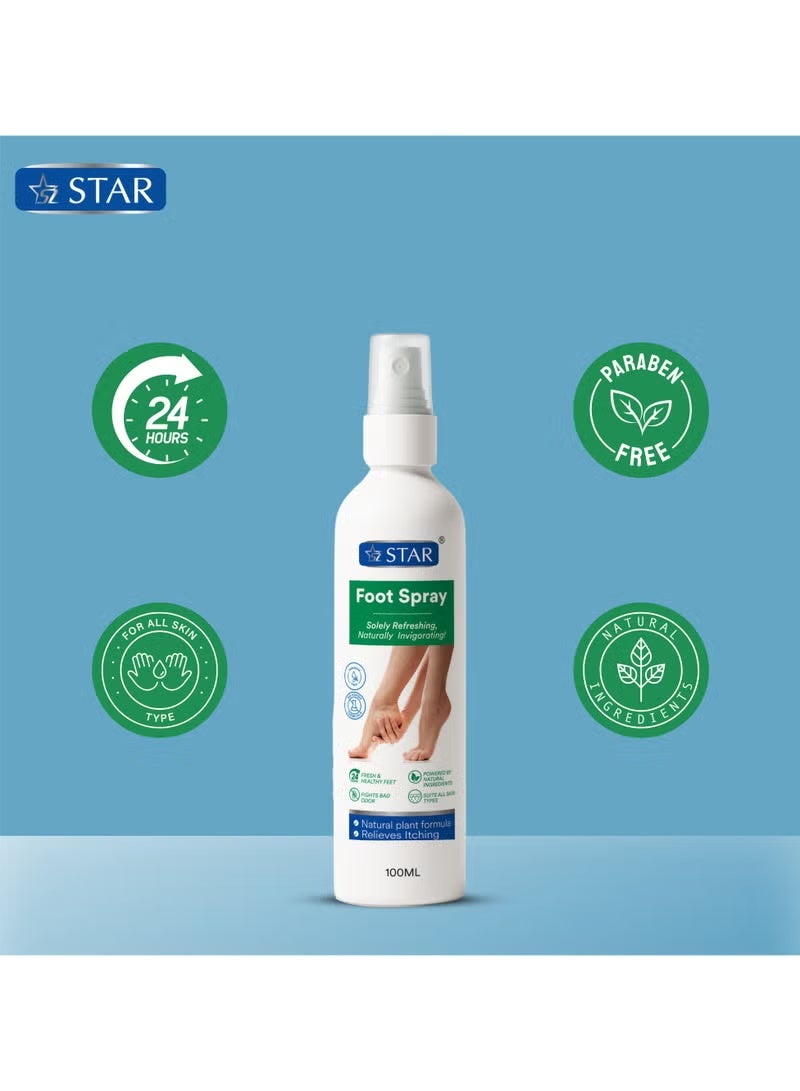 سز ستار بخاخ للقدمين بمستخلصات نباتية طبيعية وزيوت أساسية - تركيبة مضادة للبكتيريا والفطريات ومزيلة للروائح الكريهة للقدمين والعرق والانتعاش - بخاخ للقدمين يمتص الرطوبة ويهدئ وينعش - (100 مل) - Image 3