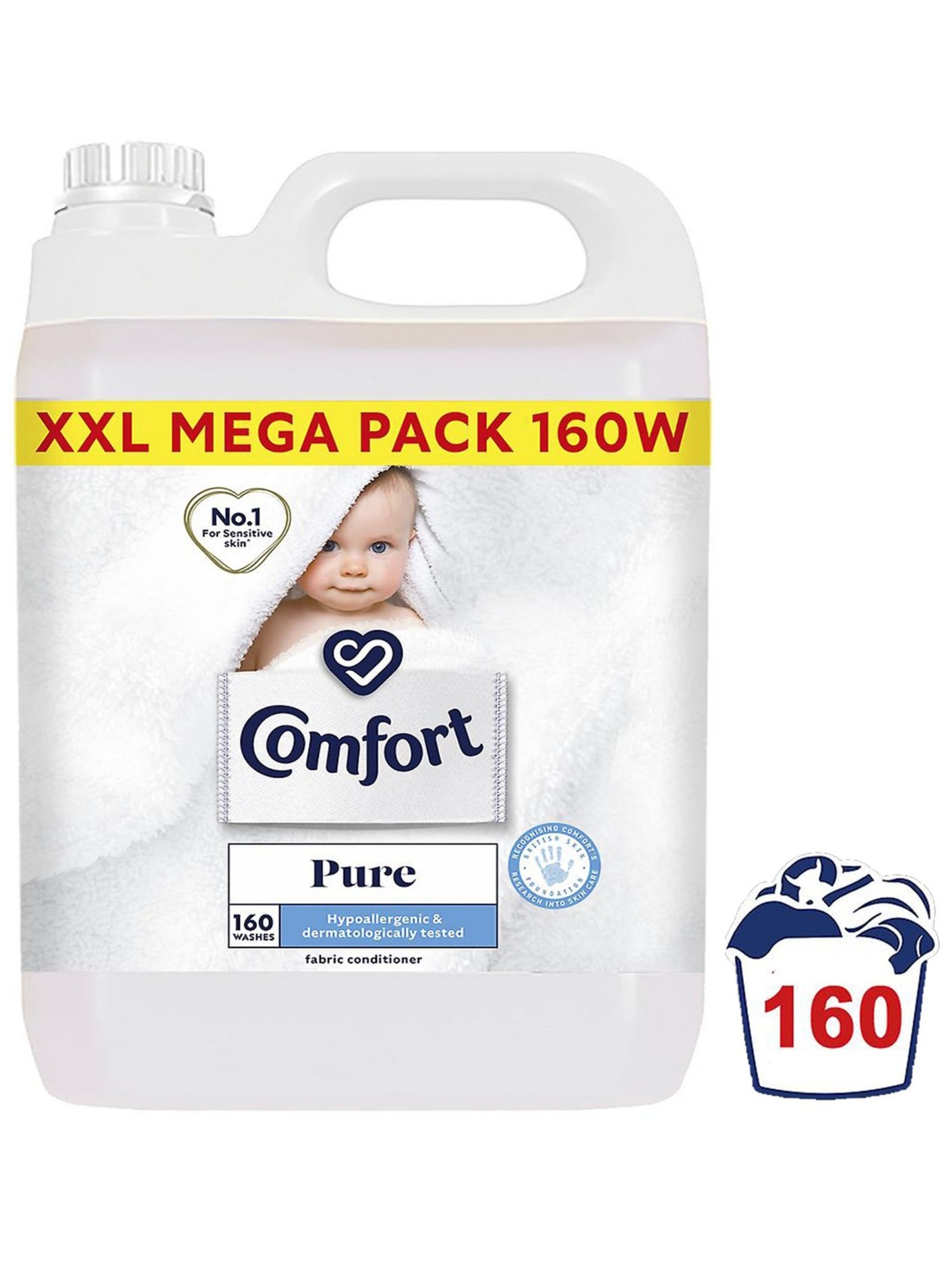 Comfort Fabric Softener 160 Washes Of The Concentrated Pure Hypoallergenic Fabric Softener Conditioner Safe on Babies Sensitive Skin 4.8L