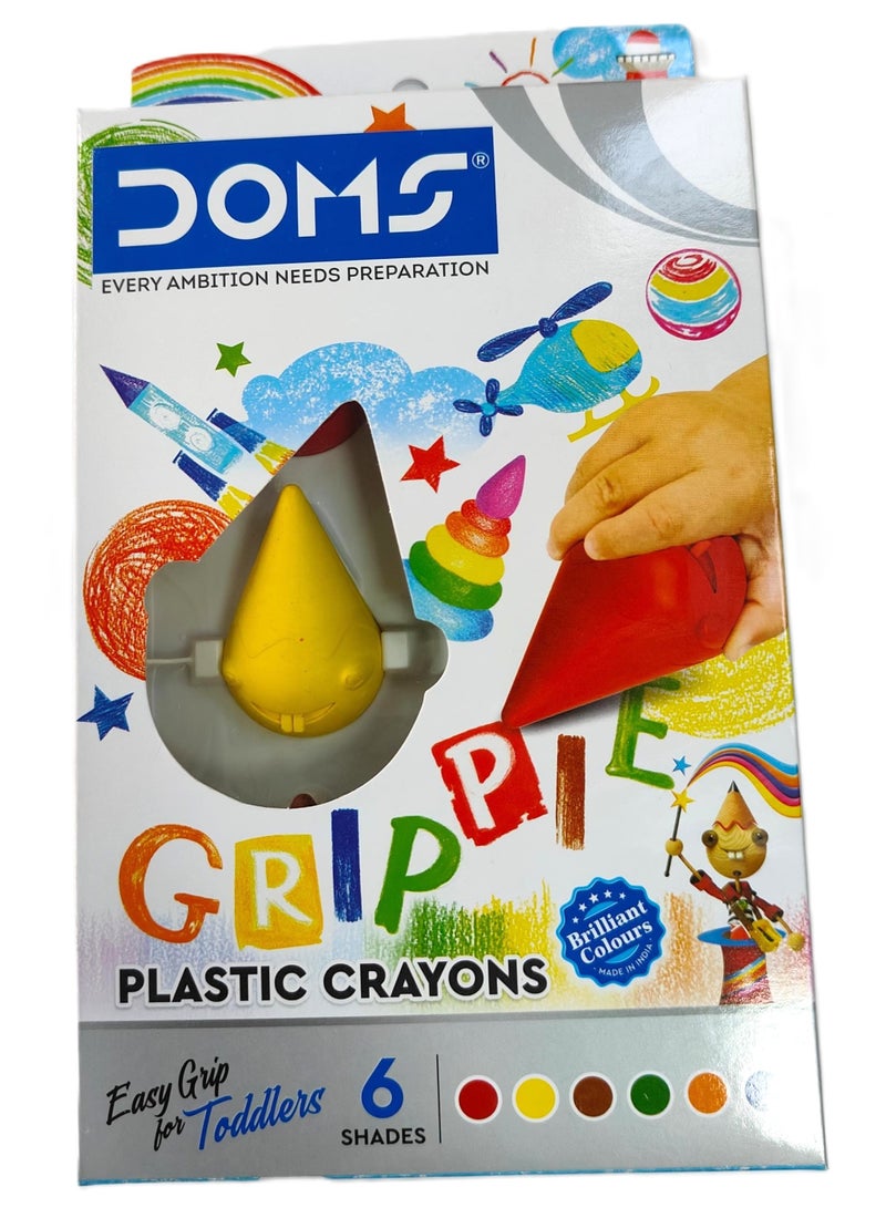 دومس أقلام تلوين دومز جريبي 6 قطع. الطباشير البلاستيكية - Image 1
