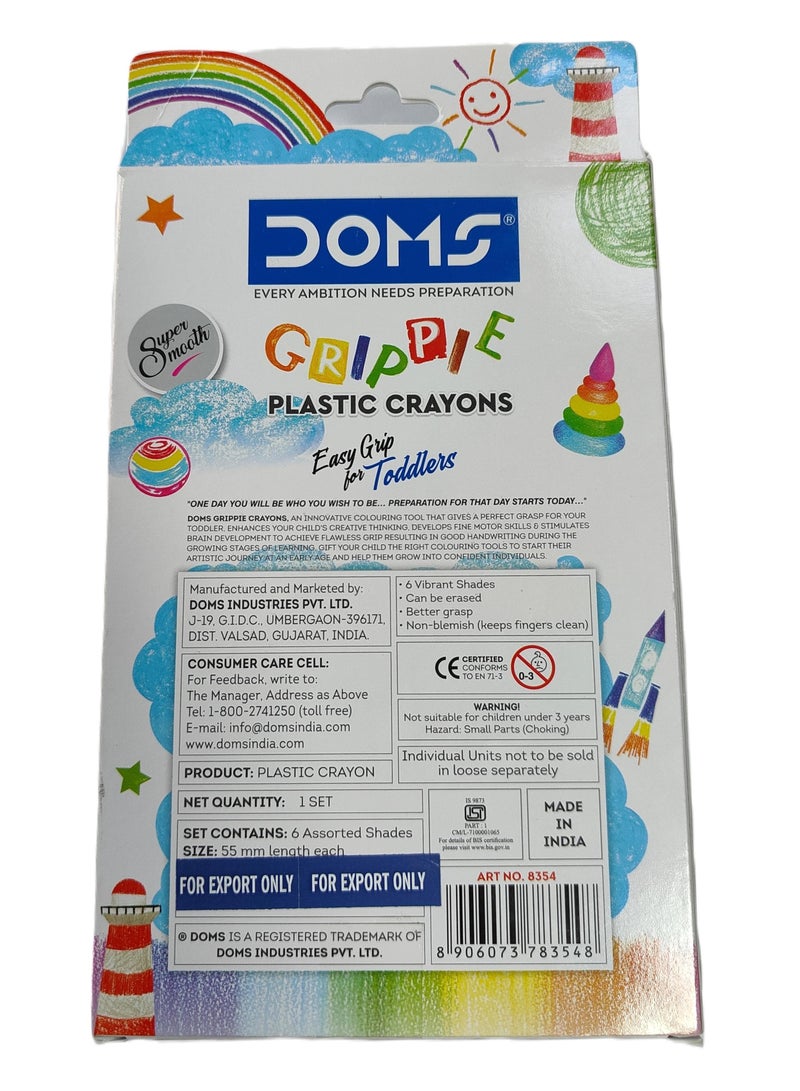 دومس أقلام تلوين دومز جريبي 6 قطع. الطباشير البلاستيكية - Image 2