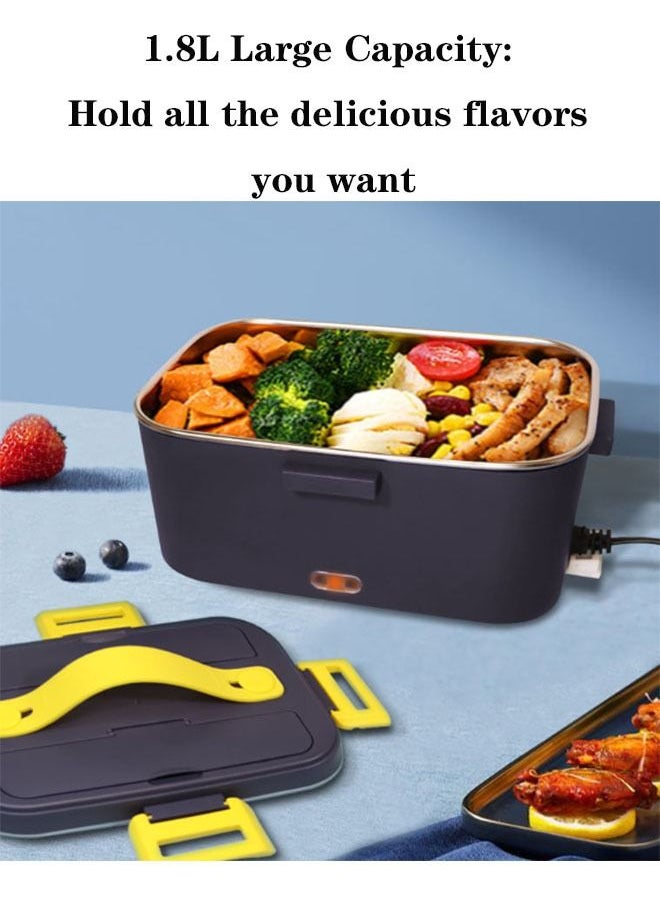 Arabest 1.8L Electric Lunch Box,2-In-1 Food Heater Portable Heated Lunch Box, 304 Stainless Steel Heatable Food Warmer,for Work,Car,Truck,Home,220V/12V/24V  - Image 4