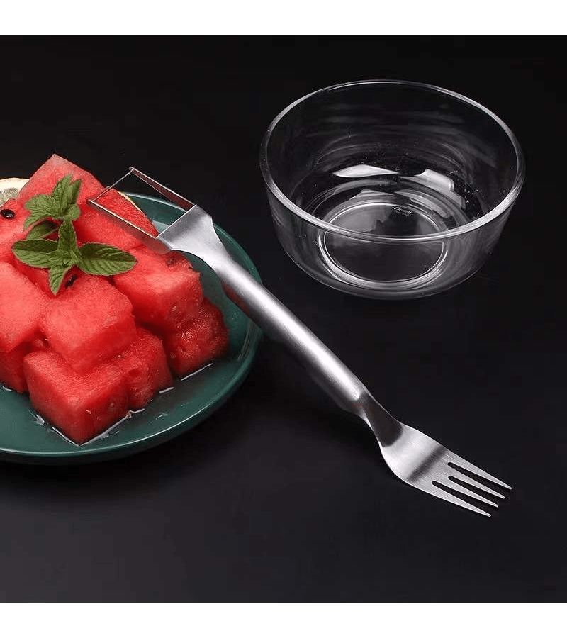 Silver Heavy Duty Watermelon Slicer And Fork With Ergonomic Lever Mechanism - Image 4