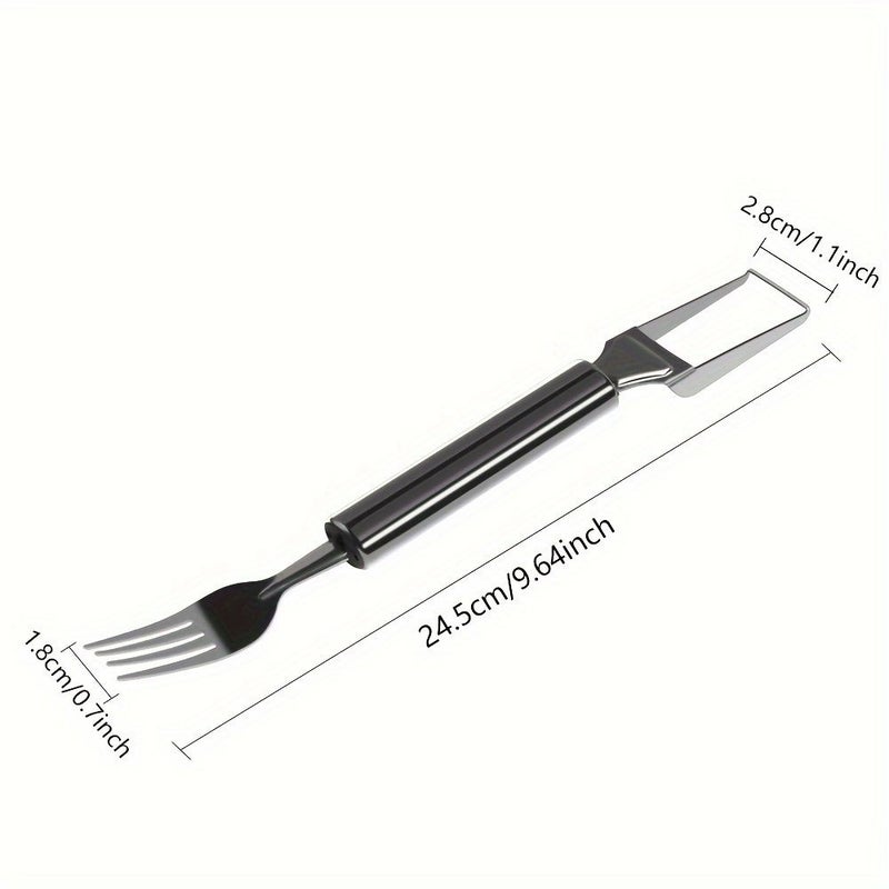 Silver Heavy Duty Watermelon Slicer And Fork With Ergonomic Lever Mechanism - Image 2