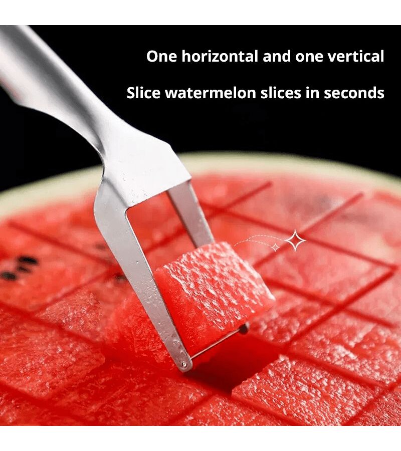 Silver Heavy Duty Watermelon Slicer And Fork With Ergonomic Lever Mechanism - Image 5