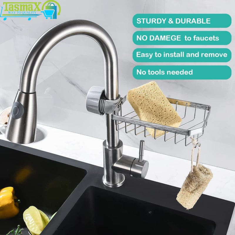 TASMAX soap Holder for Kitchen Sink soap Holder Stainless Steel Faucet Rack for Kitchen Sink Stand Sponge Holder for Kitchen Sink Dish soap Holder for Kitchen Sink Rack for Kitchen soap Holder Sink - Image 2