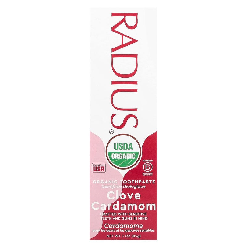 Radius USDA Organic Gel Toothpaste Non Toxic Designed to Improve Gum Health and Reduce the Risk Gum Disease Red Clove Cardamom 3 Ounce - Image 2