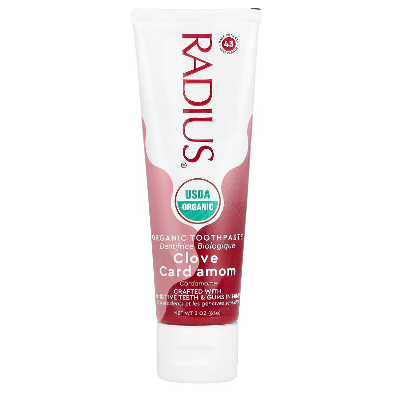 Radius USDA Organic Gel Toothpaste Non Toxic Designed to Improve Gum Health and Reduce the Risk Gum Disease Red Clove Cardamom 3 Ounce - Image 1