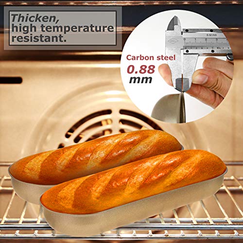 Star Quality Non-stick coating Toast Mold | Carbon Steel material sturdy Bread Pan | Sandwich and subs Makers for home, restaurant, and picnic (4 PCS, Hotdog Bun) - Image 3