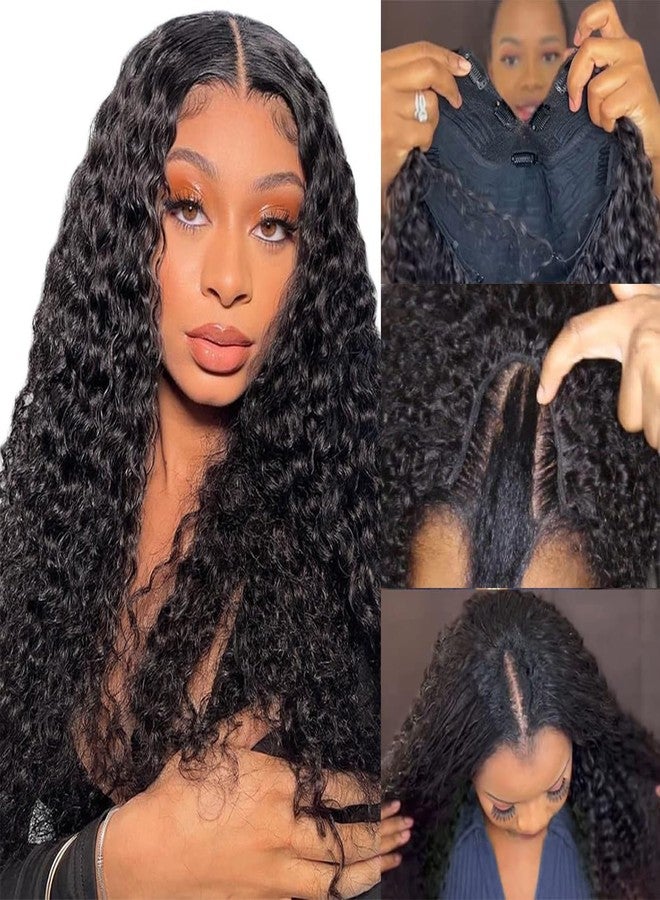 ROYAL IMPRESSION V Part Wig Human Hair Deep Wave 16 Inch Upgrade Glueless U Part Human Hair Wig 200% Density No Leave Out No Sew In V Shape Half Wig For Women Beginner Friendly 3X Longer Lifespan - Image 1