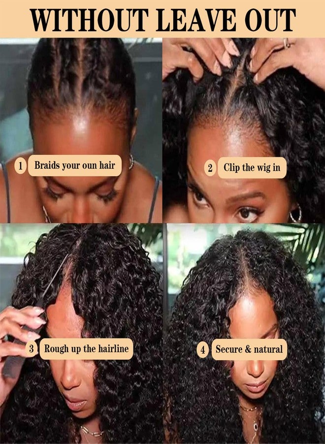 ROYAL IMPRESSION V Part Wig Human Hair Deep Wave 16 Inch Upgrade Glueless U Part Human Hair Wig 200% Density No Leave Out No Sew In V Shape Half Wig For Women Beginner Friendly 3X Longer Lifespan - Image 4