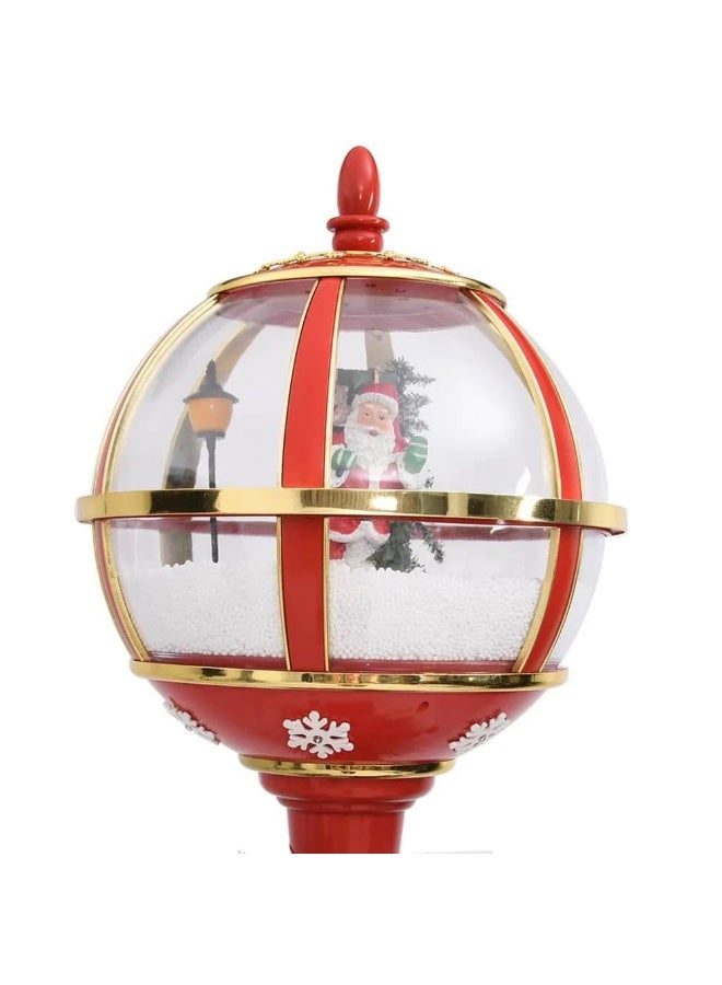 مادو جاليري مصباح شارع عيد الميلاد من MADO GALLERY HOME DECOR متوفر باللونين الأحمر أو الأبيض، بارتفاع 64-180 سم، مزود بإضاءة، وثلوج متساقطة، وموسيقى عيد الميلاد، لتزيين العطلات الاحتفالية وعيد الميلاد (أحمر، 175 سم / 69 بوصة). - Image 3