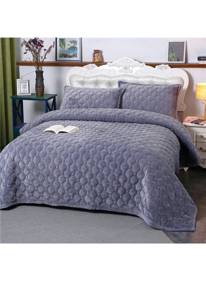 Winter Crystal Velvet Bed Sheet Blanket Thickened Non-slip Warm Coral Velvet Blanket Single Double Plus Velvet Blanket-Color:Crystal Velvet Warm Anti-slip Blanket-hazy Gray ☢-Specifications:270* 230cm ☢ - Image 1
