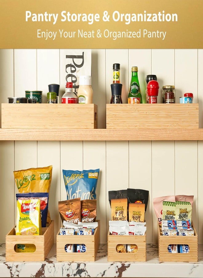 Umilife Bamboo Pantry Organizers and Storage Bins with Removable Dividers, Kitchen Drawer Cabinet Countertop Organization for Snack, Spice Packets, Teabags, Seasoning Pouches (2 Pack) - Image 3