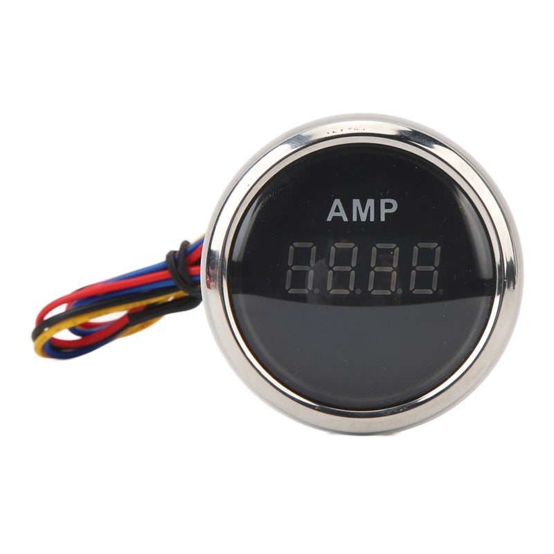52MM Digital Ammeter DC9 to 32V 100A Sensitive Sensor Accurate Current AMP Gauge for RVs Yachts Fishing Boats Ships Black Dial Silver Bezel - Image 1