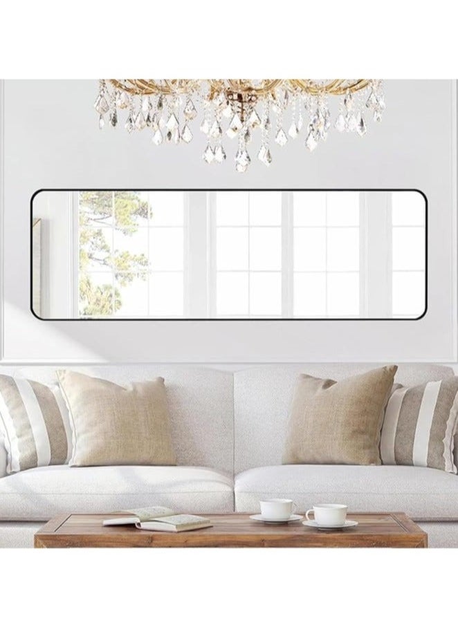 Decorhills Full-Length Dressing Floor Mirror with Bracket Stand, Wall Mounted Mirror, Aluminum Alloy Suitable for Bedroom Living Room, White  65x180cm  - Image 3
