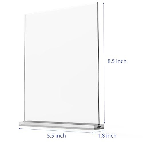 newnewshow Acrylic Sign Holder 5.5x8.5 Inch 3 Pack Vertical T Shape Double-Sided Desktop Display Holder. (Optional 8.5x11 8.5x5.5 5x7 Horizontal and Vertical) - Image 2