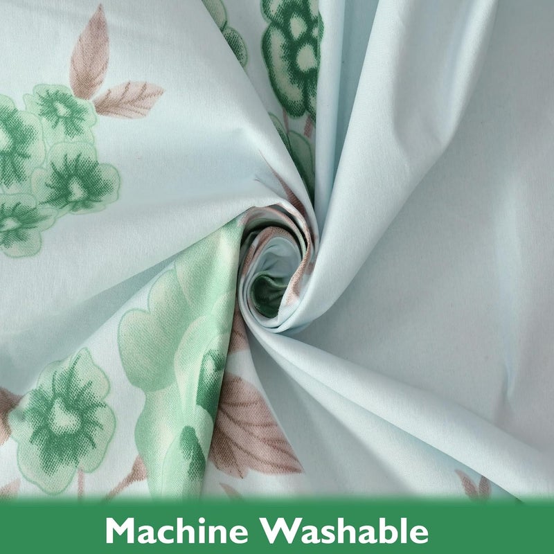 Fresh From Loom Floral Print 240 TC Microfiber Single Bed Bedsheet Set with 1 Pillow Covers Hypoallergenic Soft 60 x 90 inch Cyan Floral Design - Image 3