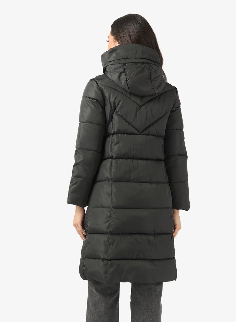 ايلا جاكيت مبطن متوسط الطول بغطاء رأس - Image 2