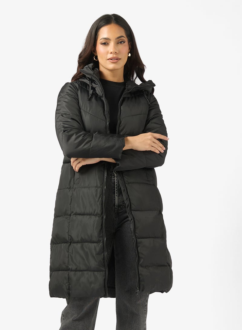 ايلا جاكيت مبطن متوسط الطول بغطاء رأس - Image 1