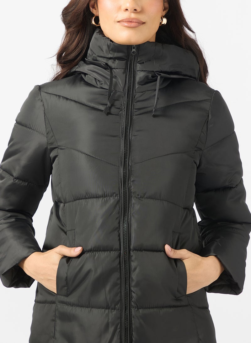 ايلا جاكيت مبطن متوسط الطول بغطاء رأس - Image 3