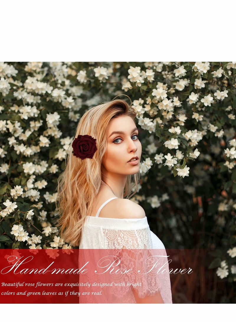 Y&D Rose Flower Hair Clips for Women, 10-Pack Brooch Ladies Girls Party Wedding Bridal Headpiece, Flamenco Dancer  - Image 4