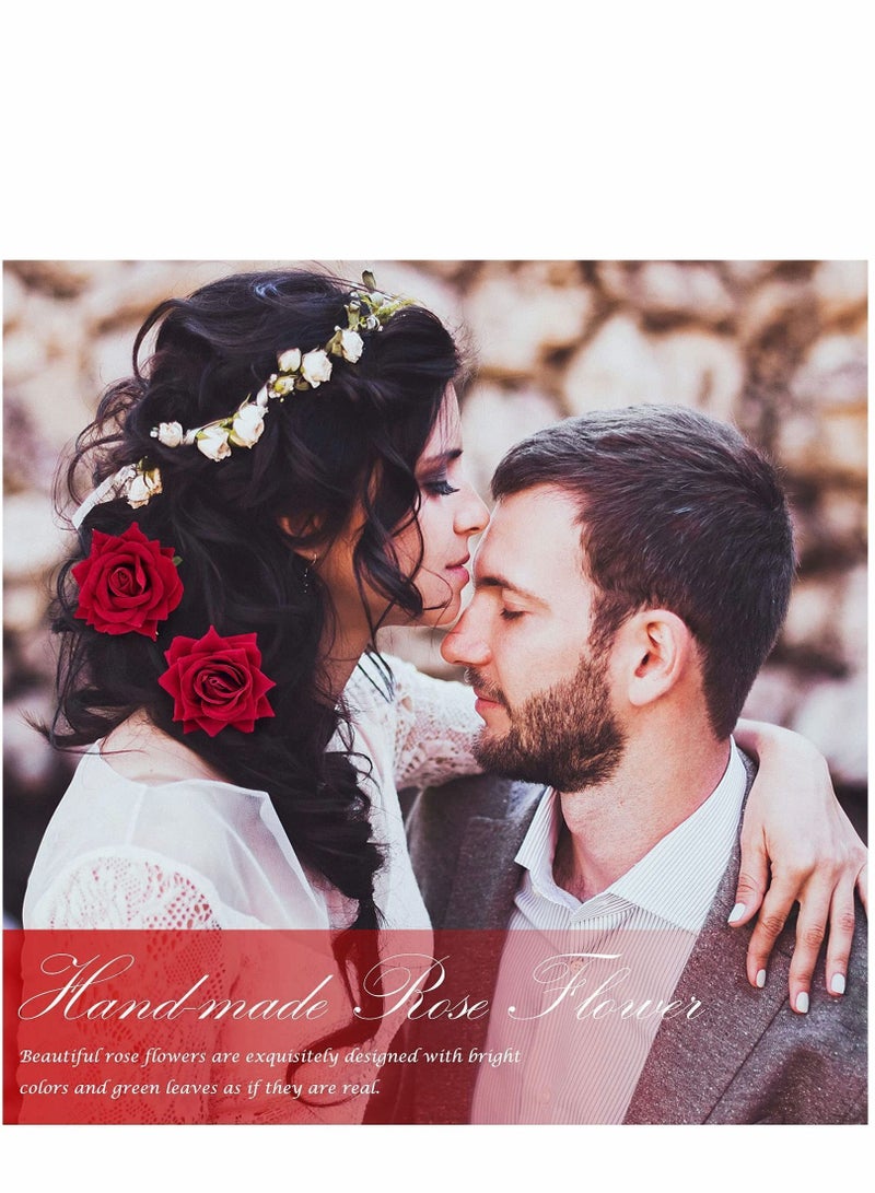 Y&D Rose Flower Hair Clips for Women, 10-Pack Brooch Ladies Girls Party Wedding Bridal Headpiece, Flamenco Dancer  - Image 3