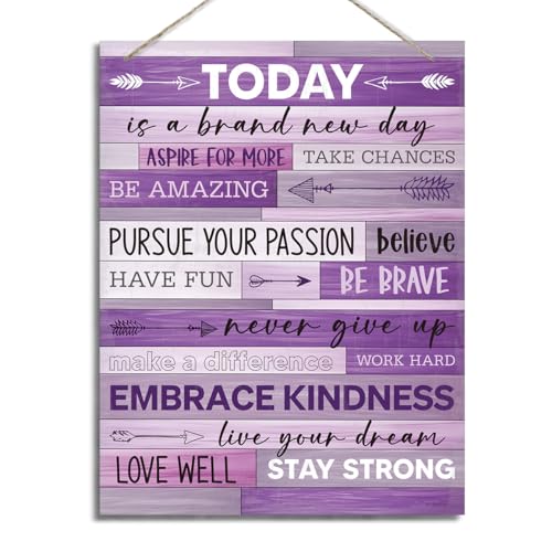 ZPPRJF Purple Wall Decor, Motivational Wall Art, 20x26cm, Wood, Rustic Style, Perfect for Home, Office & More - Image 1