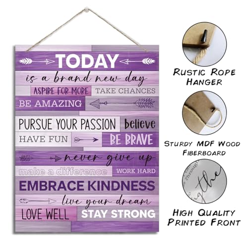 ZPPRJF Purple Wall Decor, Motivational Wall Art, 20x26cm, Wood, Rustic Style, Perfect for Home, Office & More - Image 2