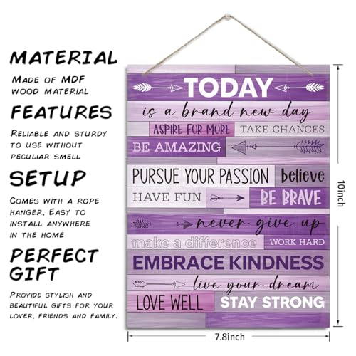 ZPPRJF Purple Wall Decor, Motivational Wall Art, 20x26cm, Wood, Rustic Style, Perfect for Home, Office & More - Image 3