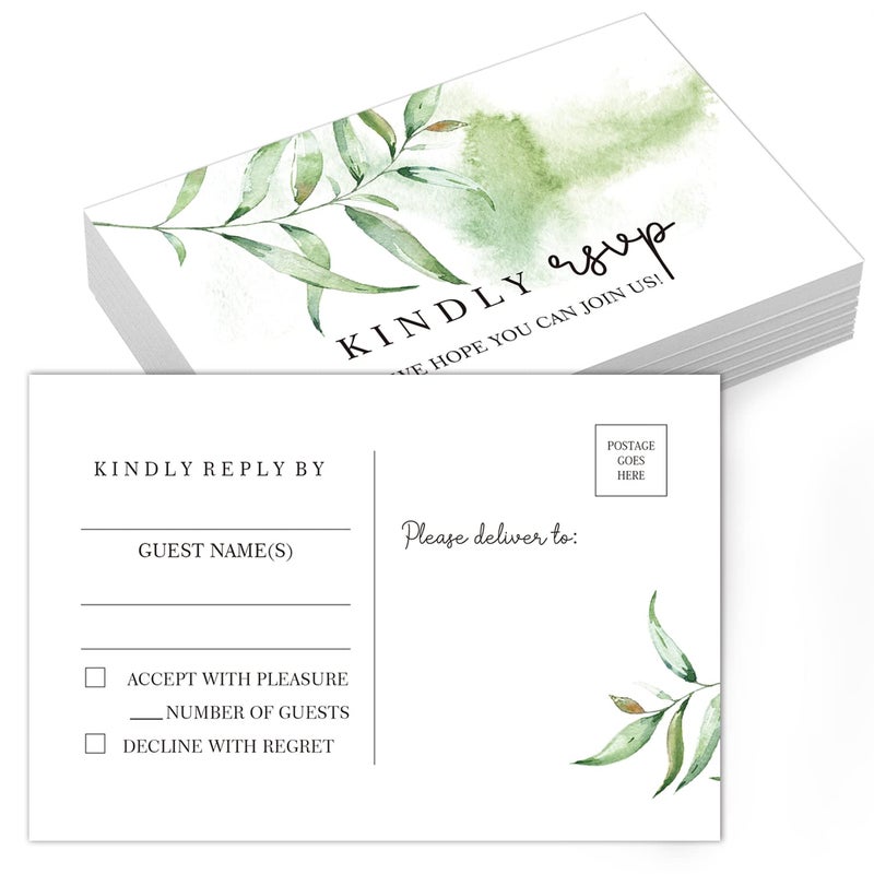 50 Greenery RSVP Postcards Response Cards Rsvp Cards Reply Cards Perfect for Wedding Rehearsal Dinner Baby Shower Bridal Birthday Engagement Invitations