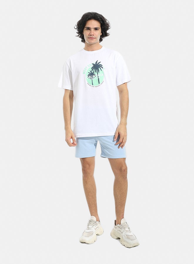 Andora Comfy Shorts With Sided Pockets and Drawstrings Waist _ Light Blue - Image 3