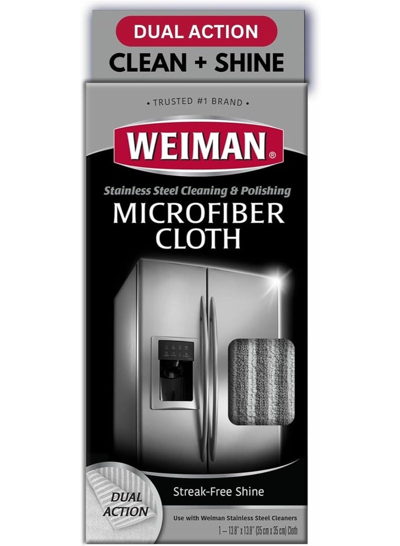 Weiman Microfiber Cloth for Stainless Steel - Safely Traps and Removes Dirt, Oil and Grime to Protect From Scratches - Image 1