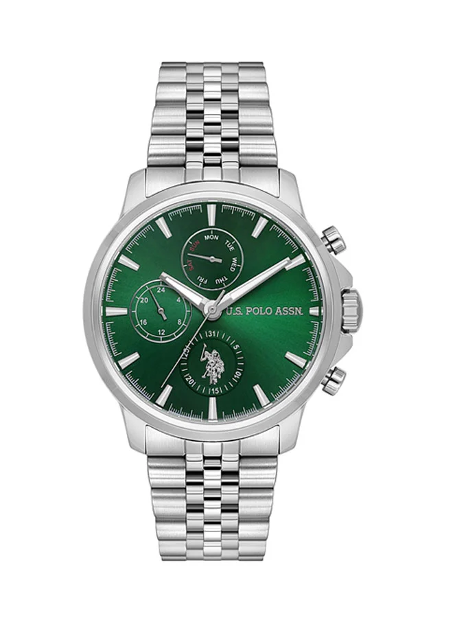U.S. Polo Assn. New Stainless Steel Bracelet Quartz Multifunction Watch for Men, 43mm