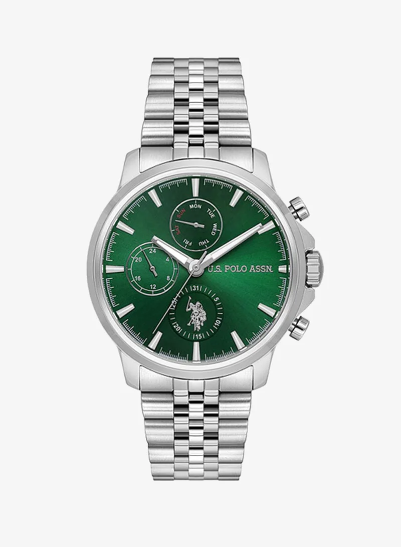 U.S. Polo Assn. New Stainless Steel Bracelet Quartz Multifunction Watch for Men, 43mm