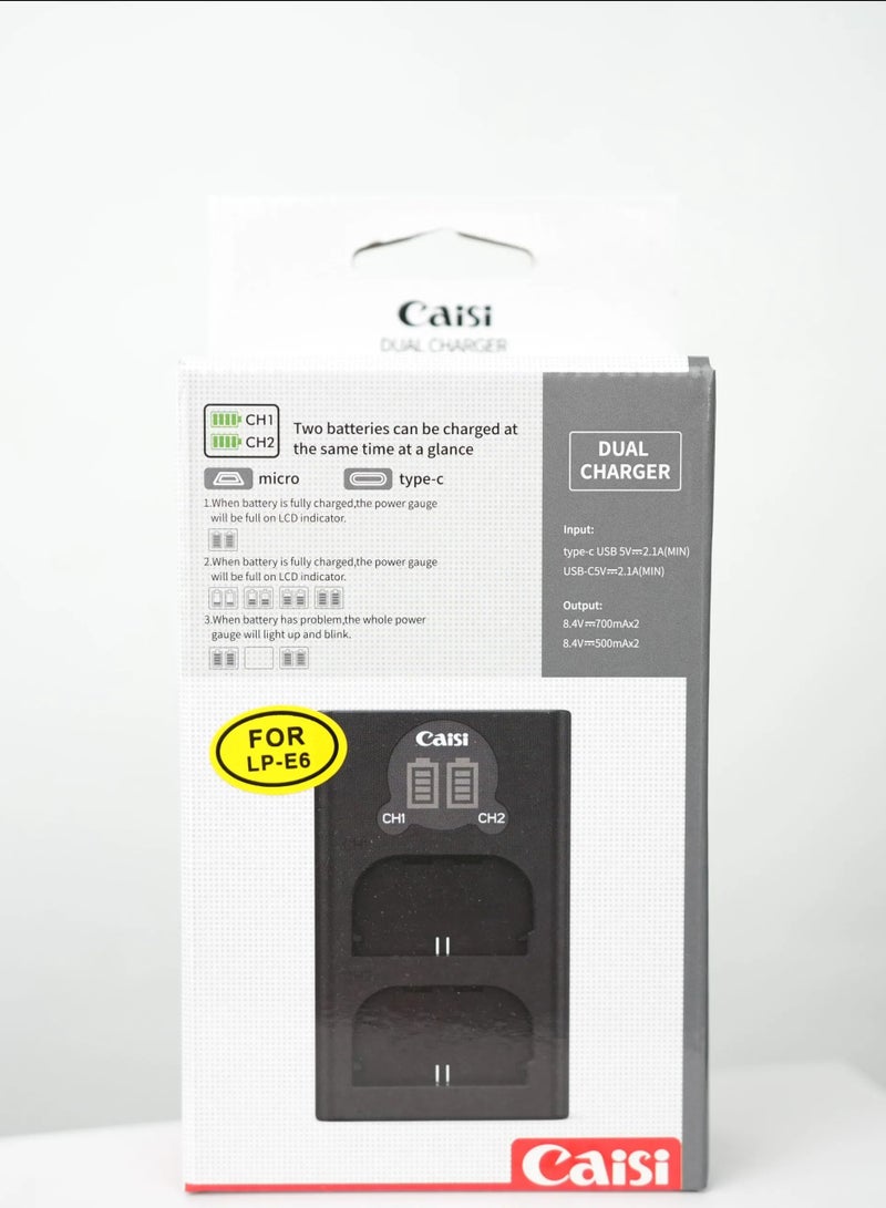 Caisi Double Charger CS-LP-E6 