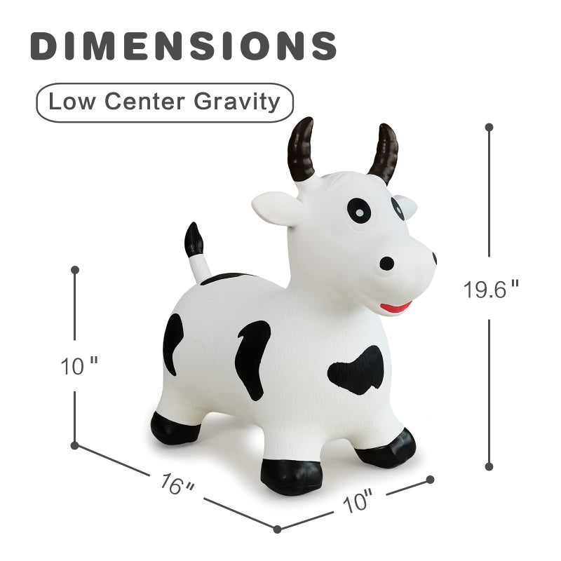 Hot Max HotMax Bouncy Cow Hopping Horse Toys Inflatable Bouncing Animal Hopper for Toddlers or Kids Ride on Jumping Farm Toys for Boy or Girl Birthday Gift 2 3 4 Year Old White Cow - Image 3