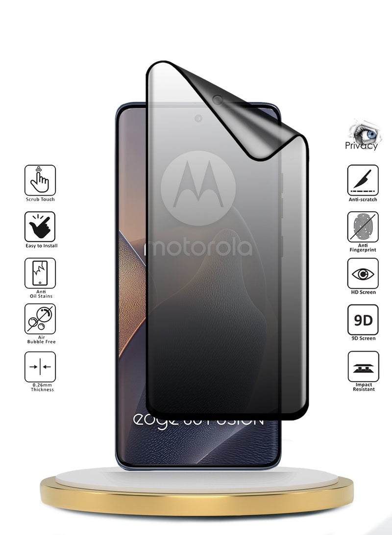 دبليو تيك موتورولا إيدج 60 / موتورولا إيدج 60 فيوجن 5 جي 2025 بريميوم إيدج برو سيراميك غير لامع للخصوصية غراء كامل غطاء كامل واقي شاشة مرن غير لامع (MSGPCP) - شفاف / أسود - Image 2