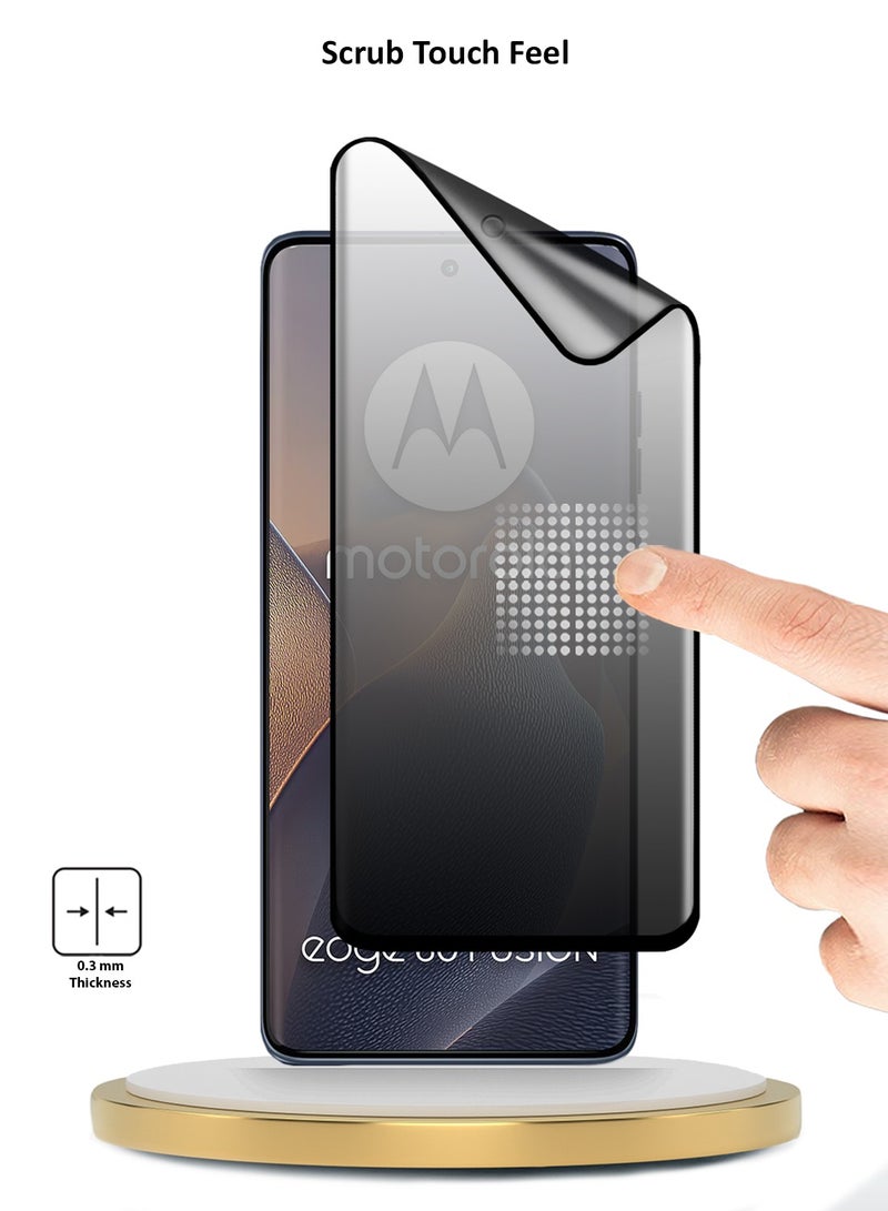 دبليو تيك موتورولا إيدج 60 / موتورولا إيدج 60 فيوجن 5 جي 2025 بريميوم إيدج برو سيراميك غير لامع للخصوصية غراء كامل غطاء كامل واقي شاشة مرن غير لامع (MSGPCP) - شفاف / أسود - Image 3