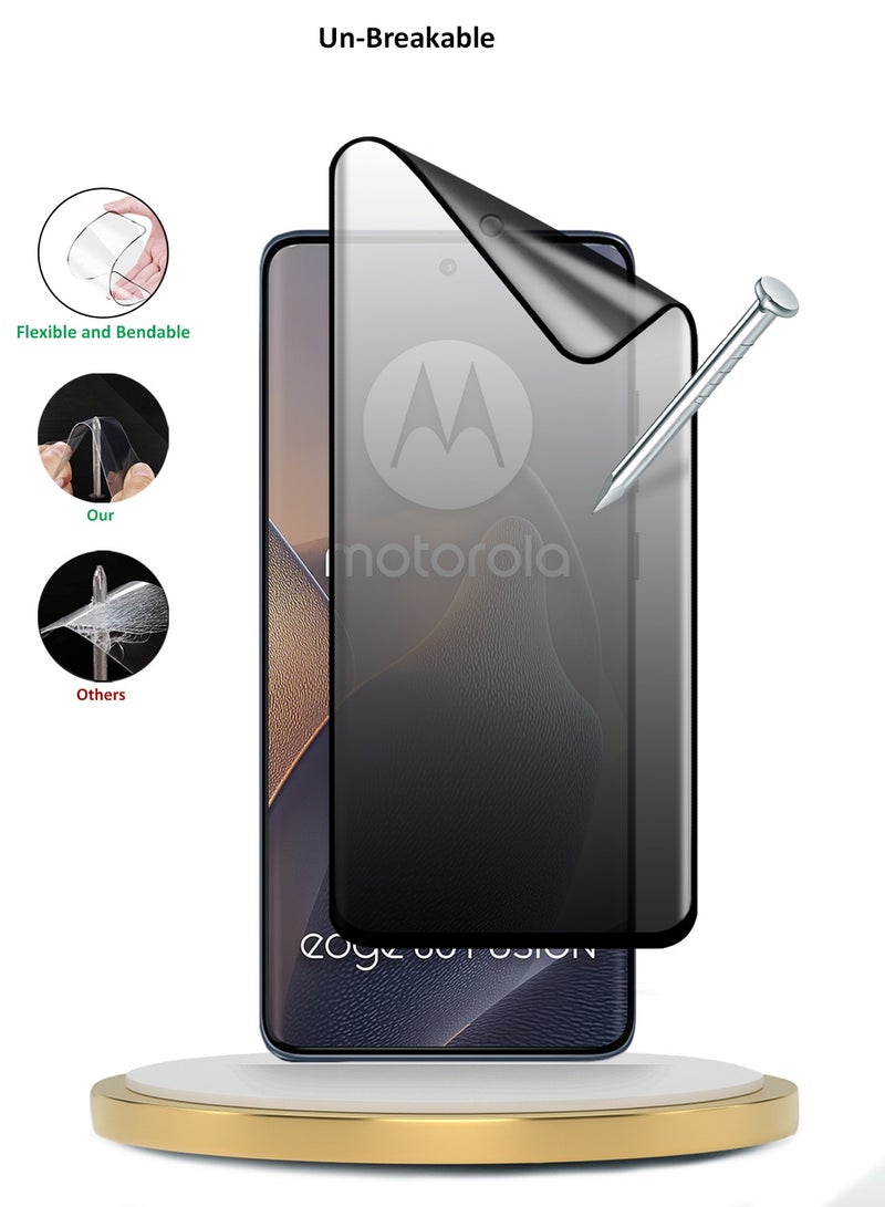 دبليو تيك موتورولا إيدج 60 / موتورولا إيدج 60 فيوجن 5 جي 2025 بريميوم إيدج برو سيراميك غير لامع للخصوصية غراء كامل غطاء كامل واقي شاشة مرن غير لامع (MSGPCP) - شفاف / أسود - Image 4