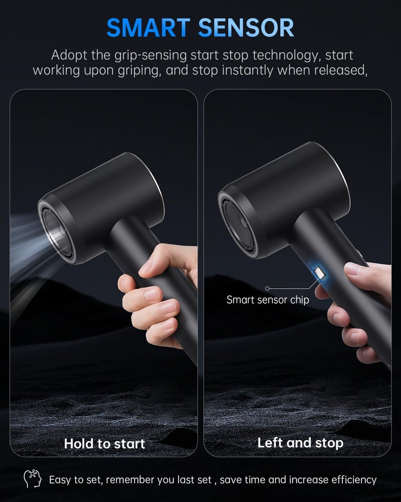 GlamAura Hair Dryer, 3.6 Billion Plasma Ionic Hairdryer with Screen, Child/Pet Mode,Cool Shot,110000RPM High Speed Blow Dryer Fast Drying, Low Noise Thermo-Control Hair Dryer with Diffuser & Nozzle Storage Bag - Image 5